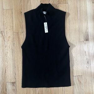 NWT Madewell Black Ribbed Mockneck Sleeveless Top